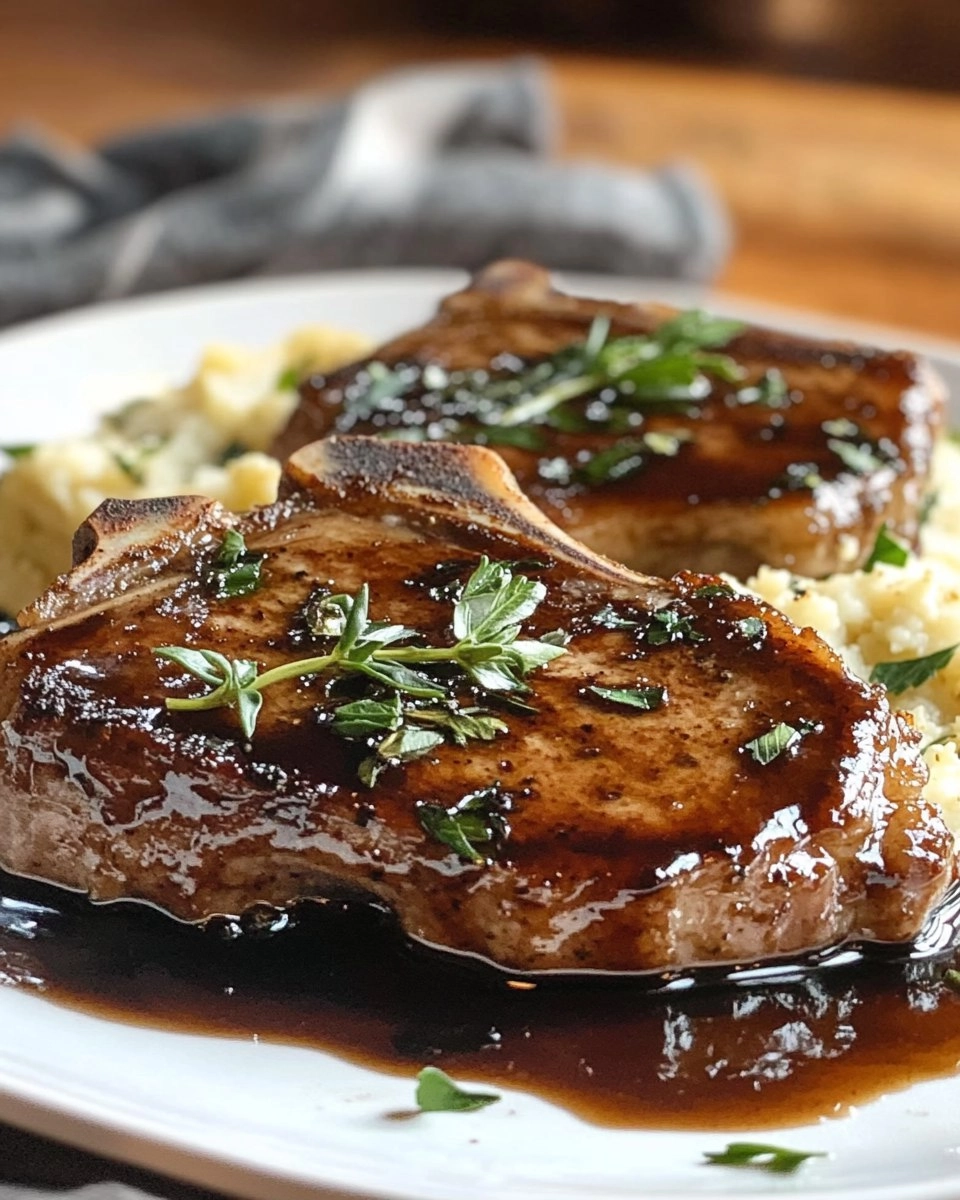 Balsamic Pork Chops with Cauli Mash 85 Balsamic Pork Chops with Cauli Mash