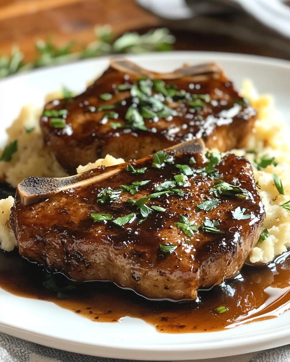 Balsamic Pork Chops with Cauli Mash 87 Balsamic Pork Chops with Cauli Mash