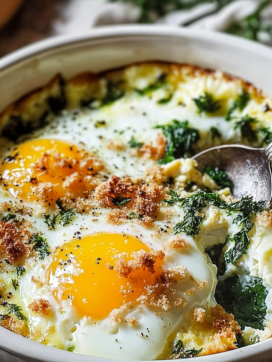 Easy Baked Eggs Florentine