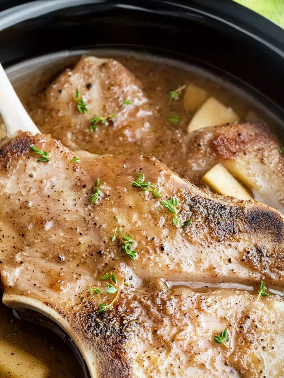Fall-Apart Tender Crockpot Apple Pork Chops