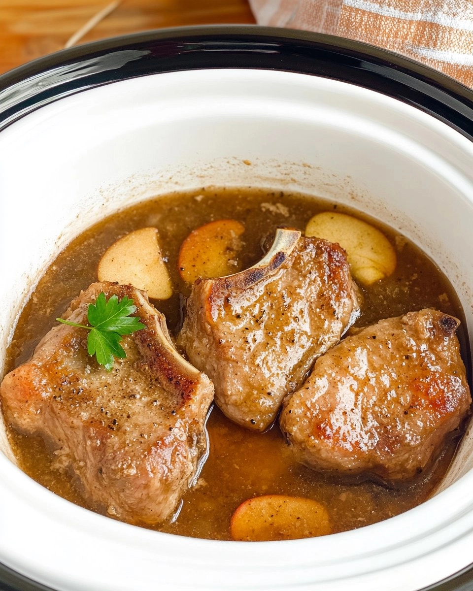 Fall-Apart Tender Crockpot Apple Pork Chops