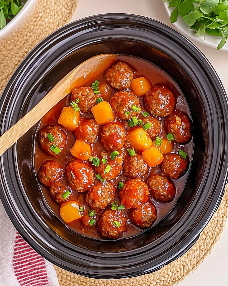 Healthy Crockpot Hawaiian Meatballs