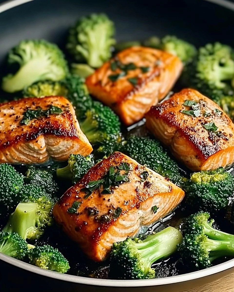 One-Skillet Garlicky Salmon & Broccoli