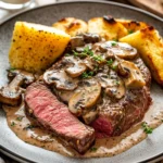 Pink-Roasted-Steak-with-Mushroom-Sauce-Recipe