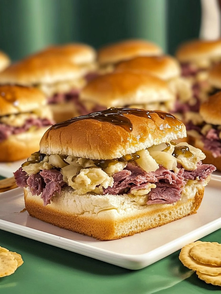 Baked Reuben Sliders with Thousand Island Glaze
