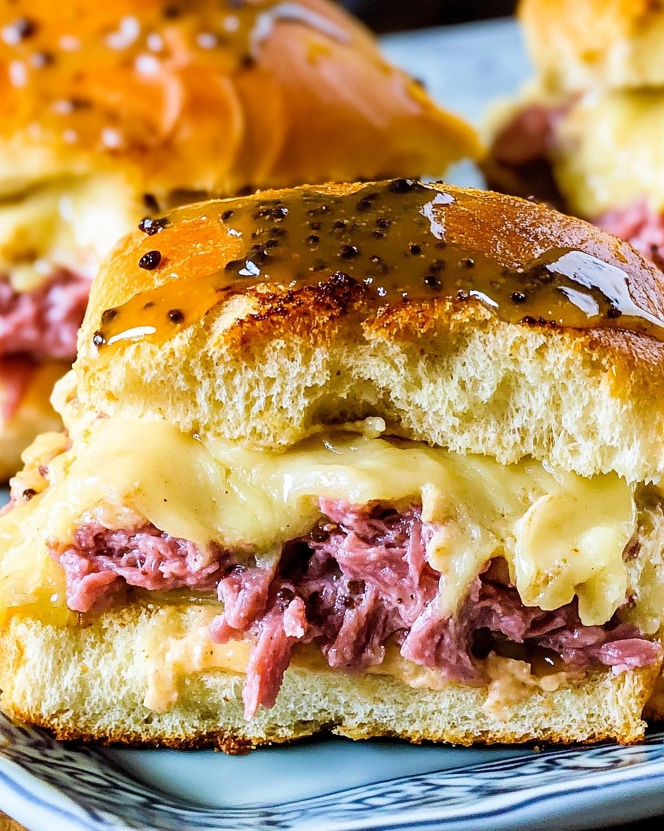 Baked Reuben Sliders with Thousand Island Glaze