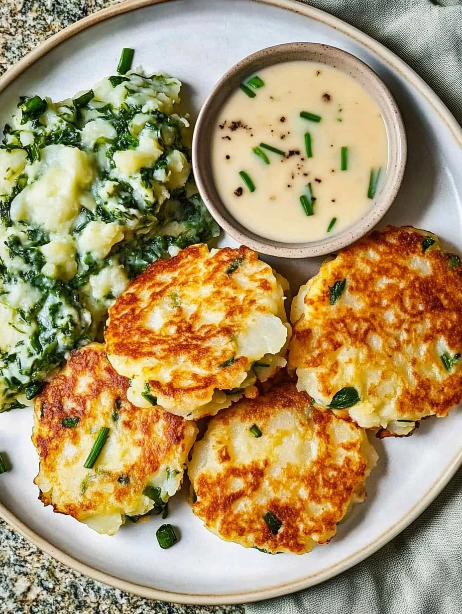 Cheesy Colcannon Potato Cakes with Scallions