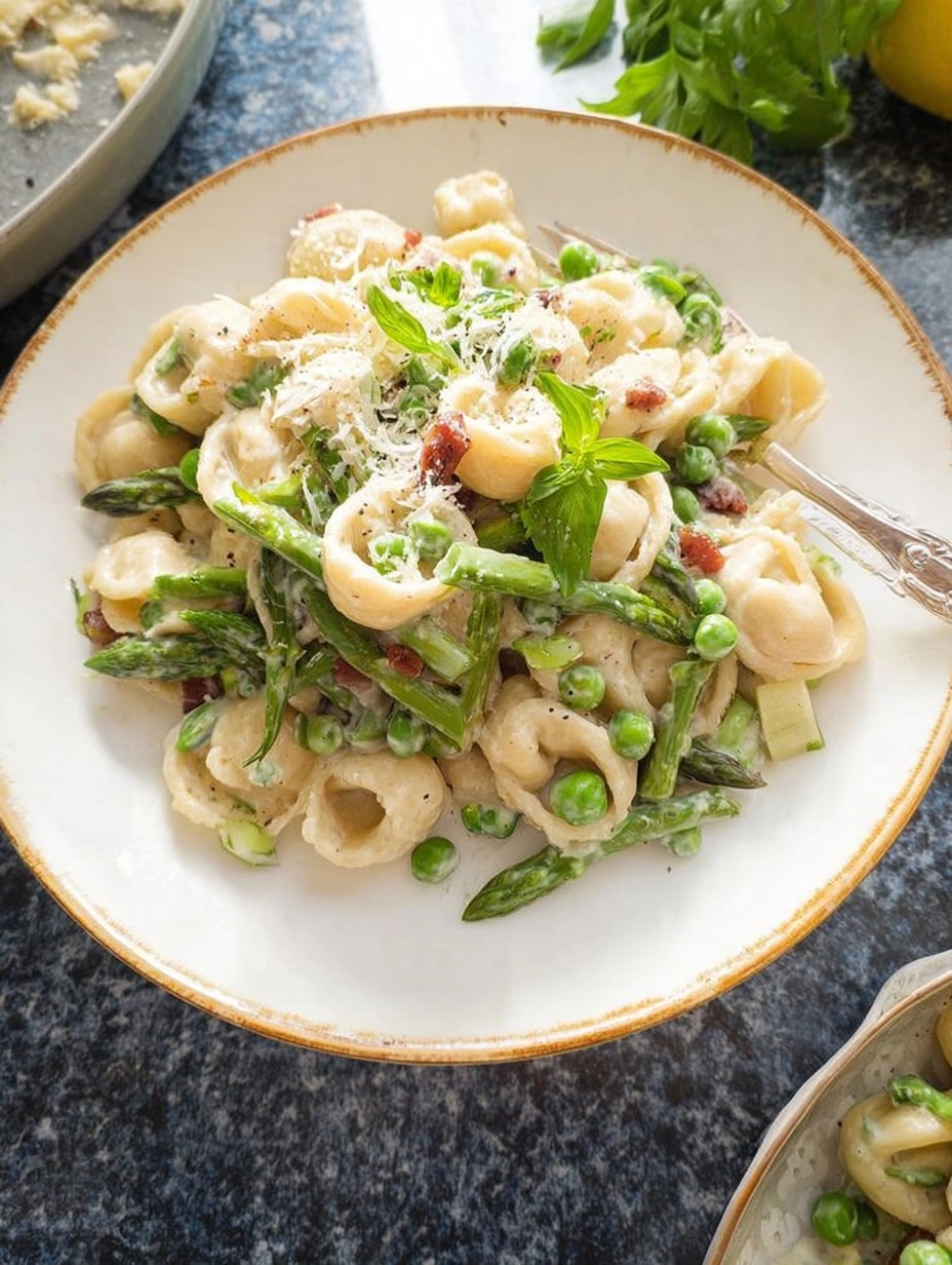 Creamy Lemon Asparagus Pasta with Peas & Parmesan