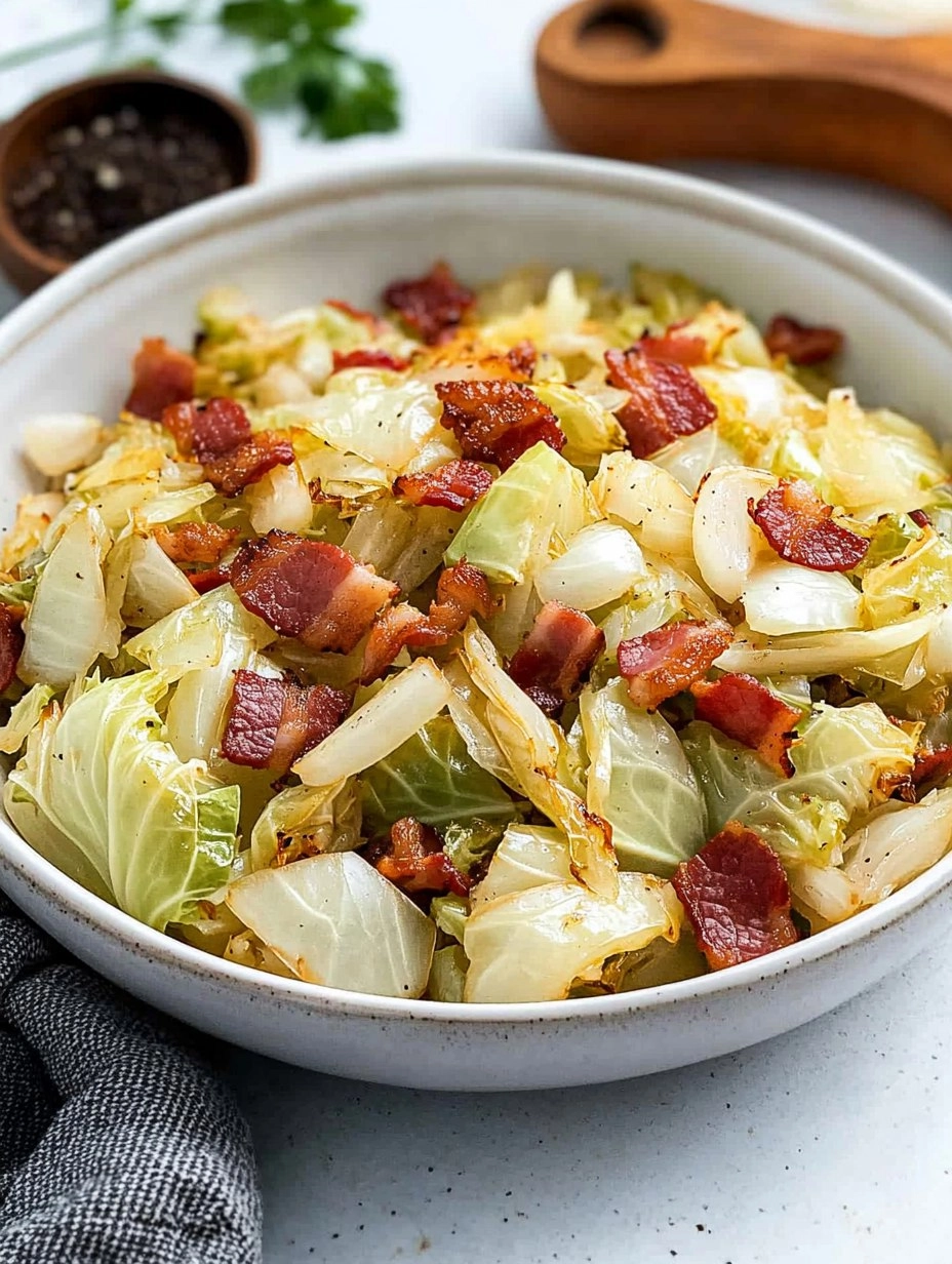 Crispy Pan-Fried Cabbage with Bacon & Onions