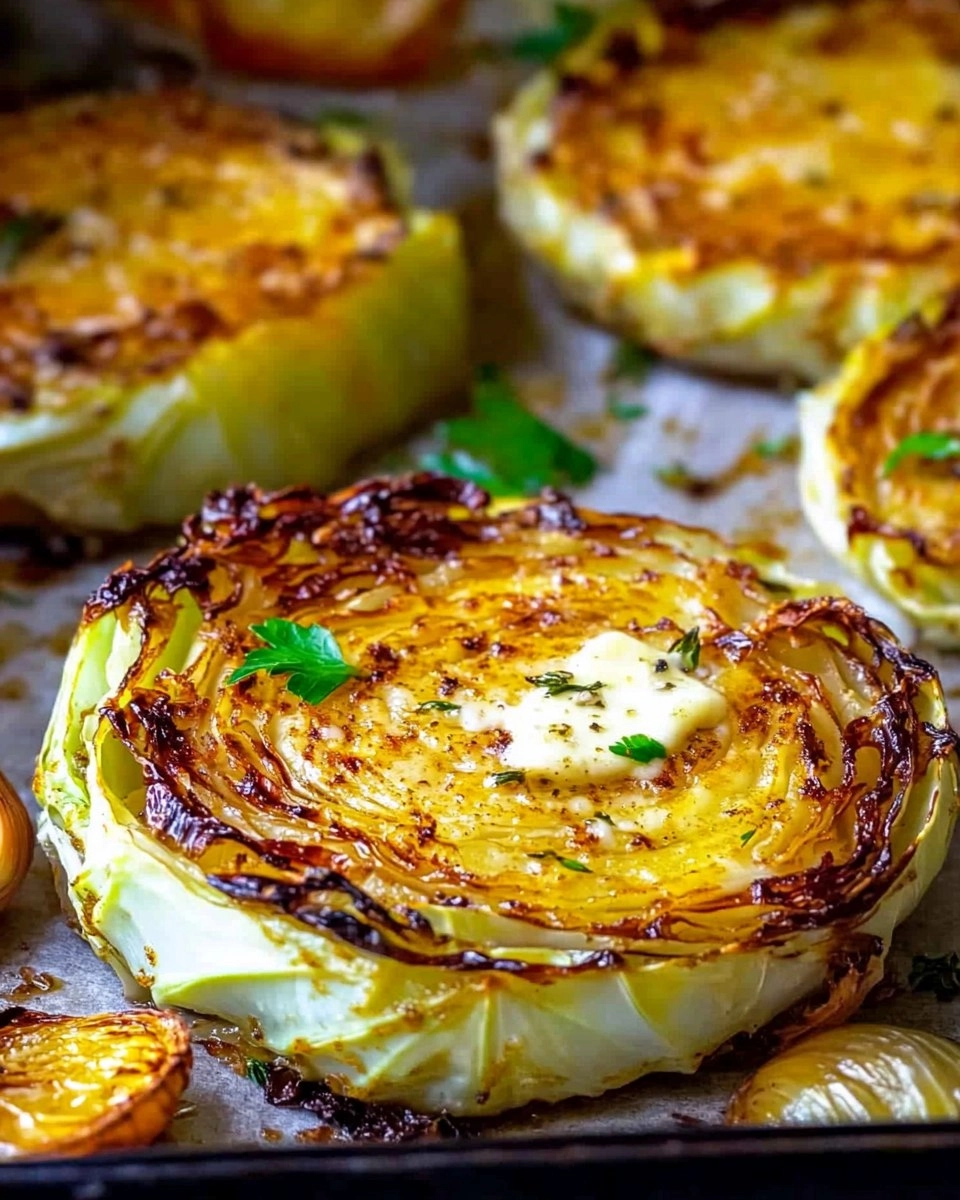 Crispy Roasted Parmesan Cabbage Steaks with Garlic Herb Butter