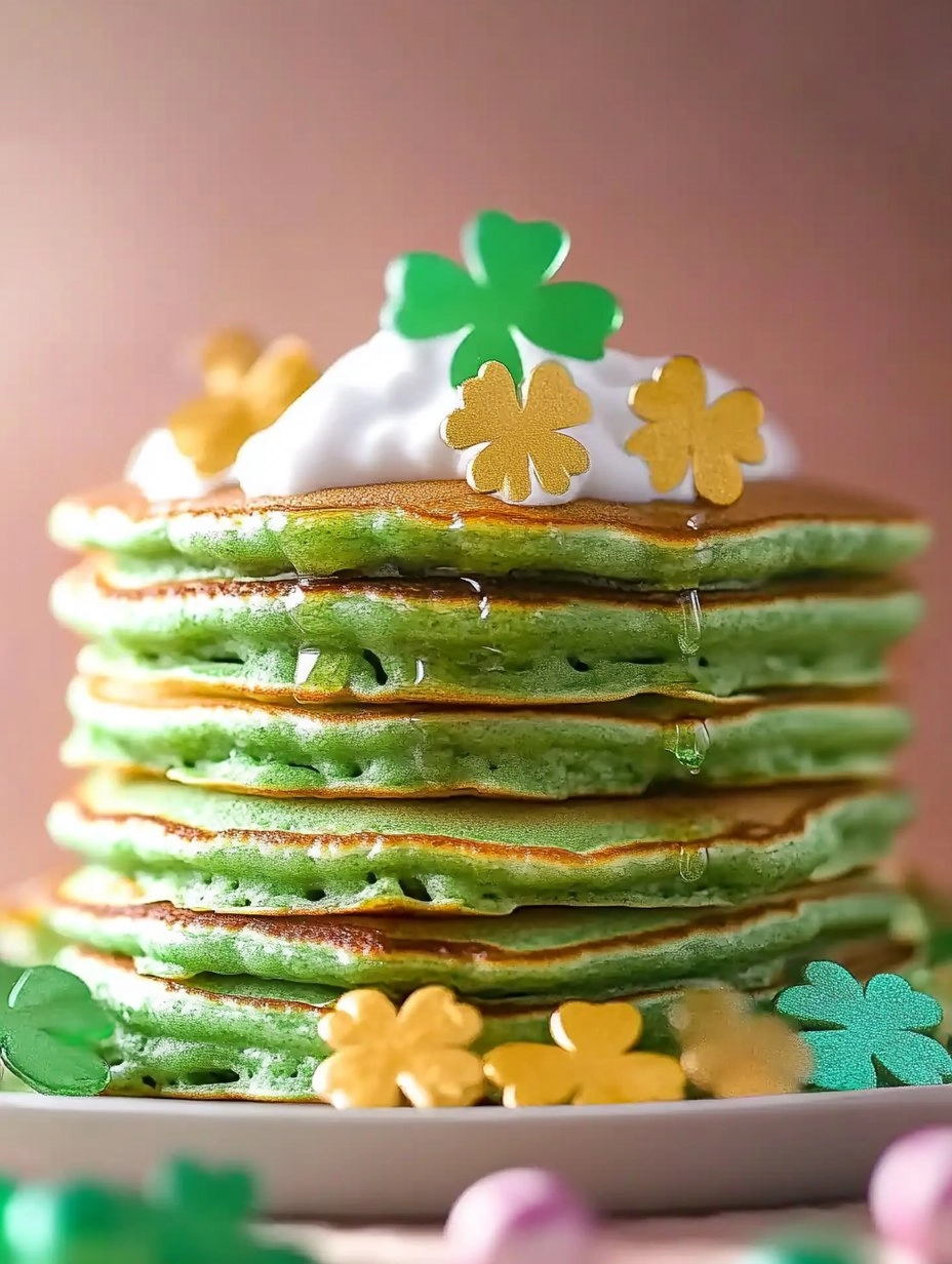Fluffy St. Patricks Day Green Buttermilk Pancakes