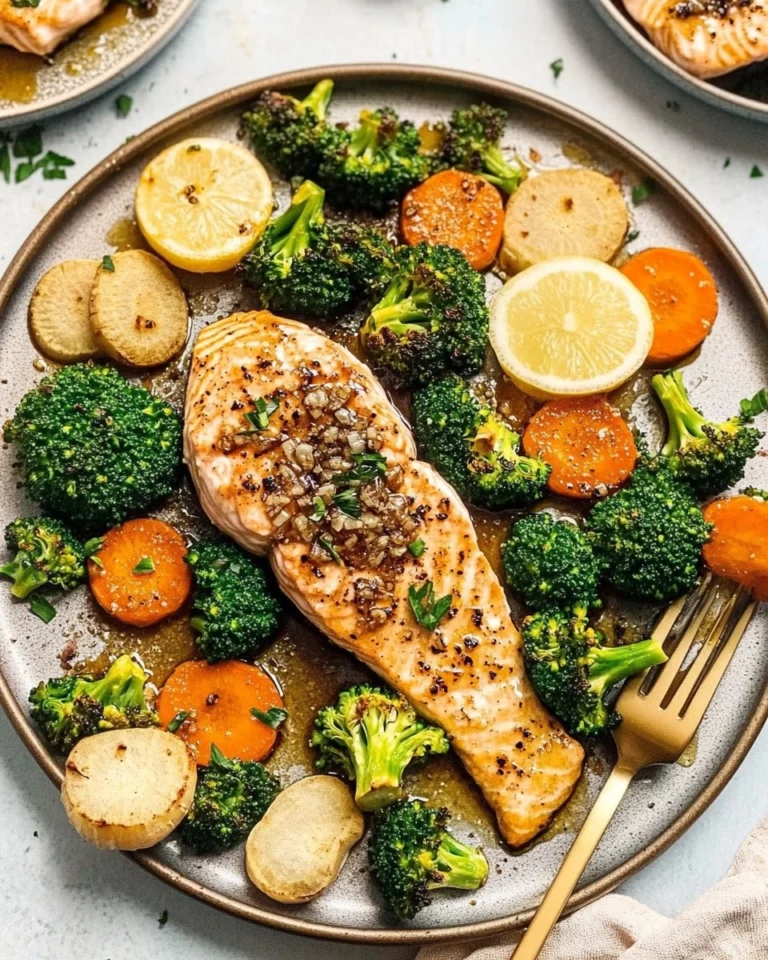 Honey-Garlic-Sheet-Pan-Salmon-with-Broccoli-Carrots-Recipe