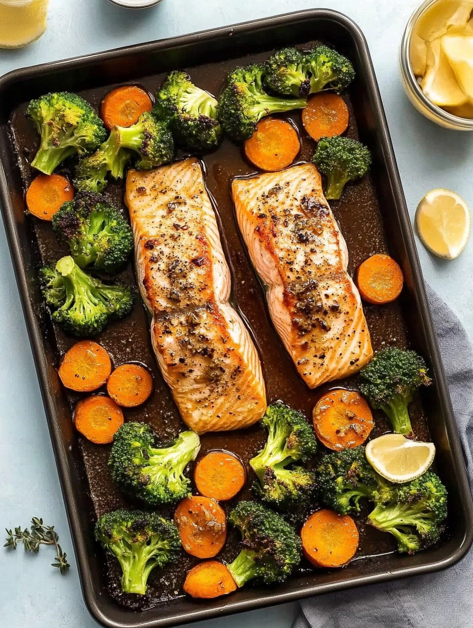 Honey Garlic Sheet-Pan Salmon with Broccoli & Carrots