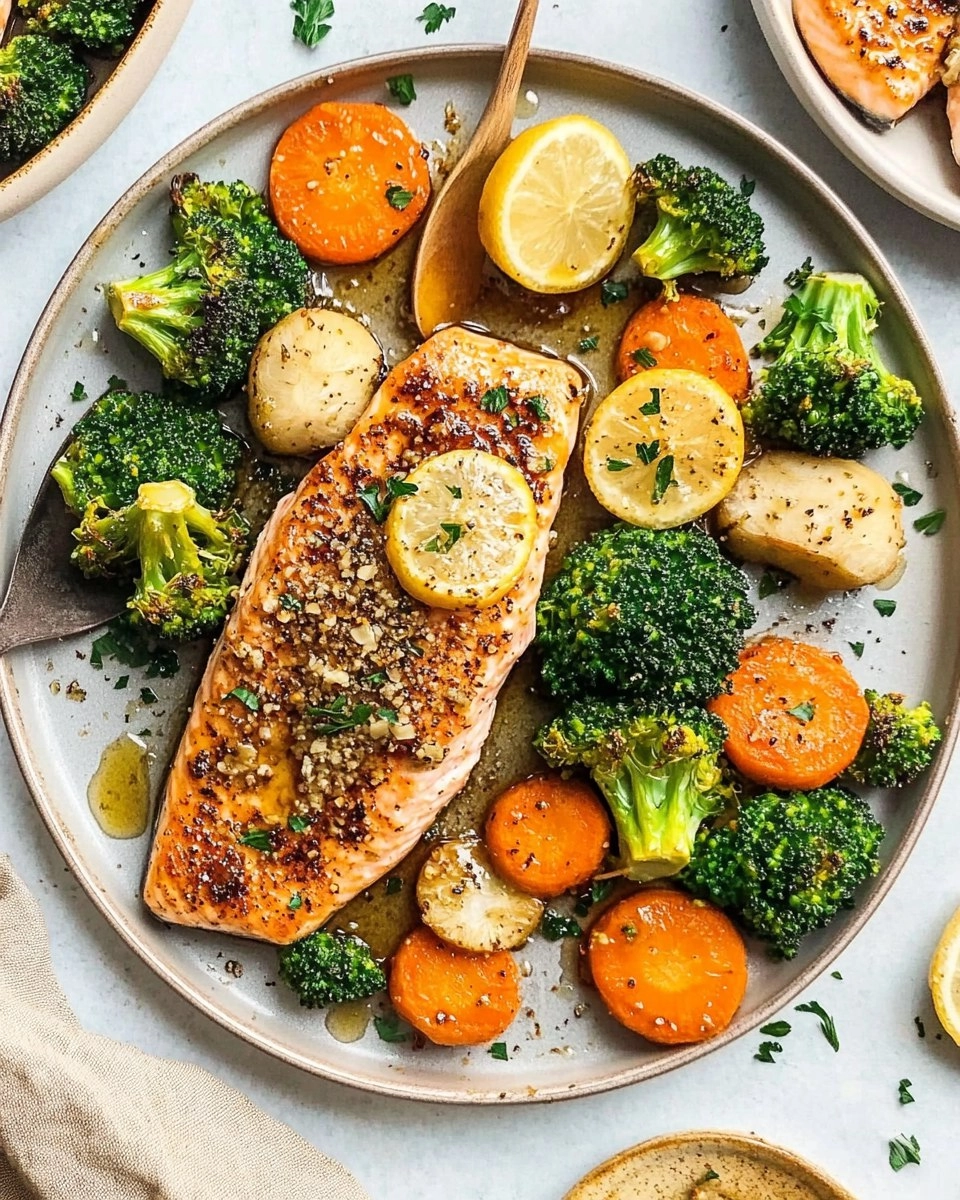Honey Garlic Sheet-Pan Salmon with Broccoli & Carrots