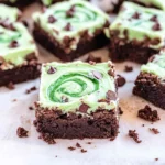 Mint-Chocolate-Chip-Brownies-with-Green-Swirl-Frosting-Recipe