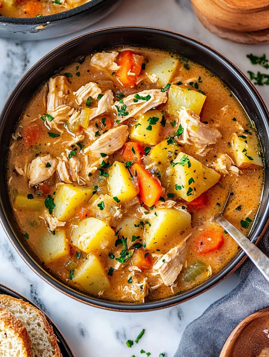 One-Pot Creamy Chicken & Potato Stew (Stovetop or Slow Cooker)