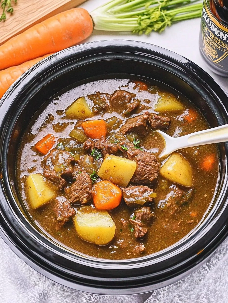 Slow Cooker Guinness Beef Stew with Potatoes & Carrots