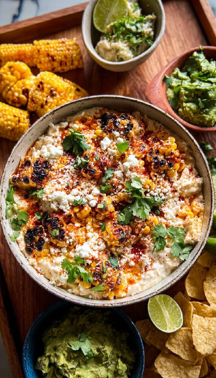 Cinco de Mayo Street Corn Dip & Guacamole Board