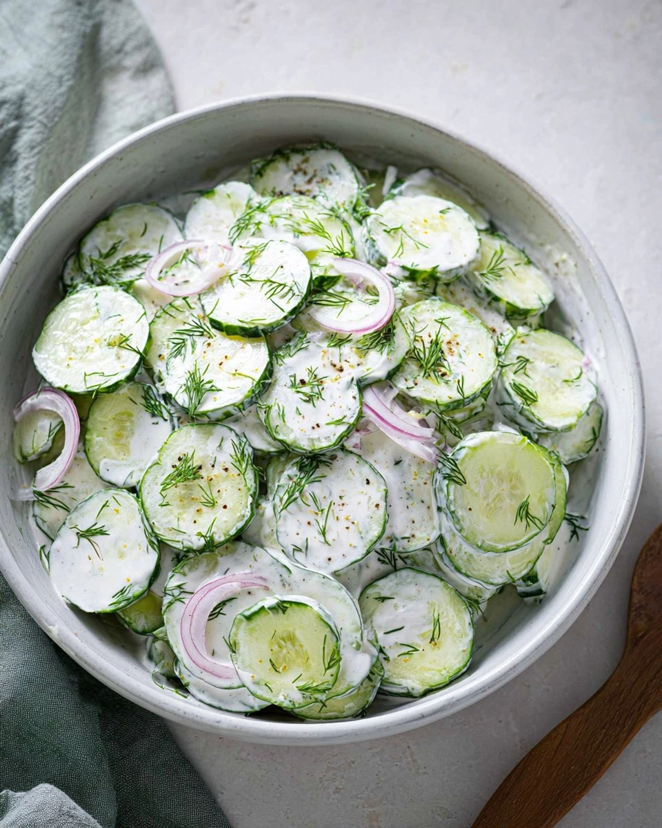 Creamy Cucumber Salad with Sour Cream & Dill