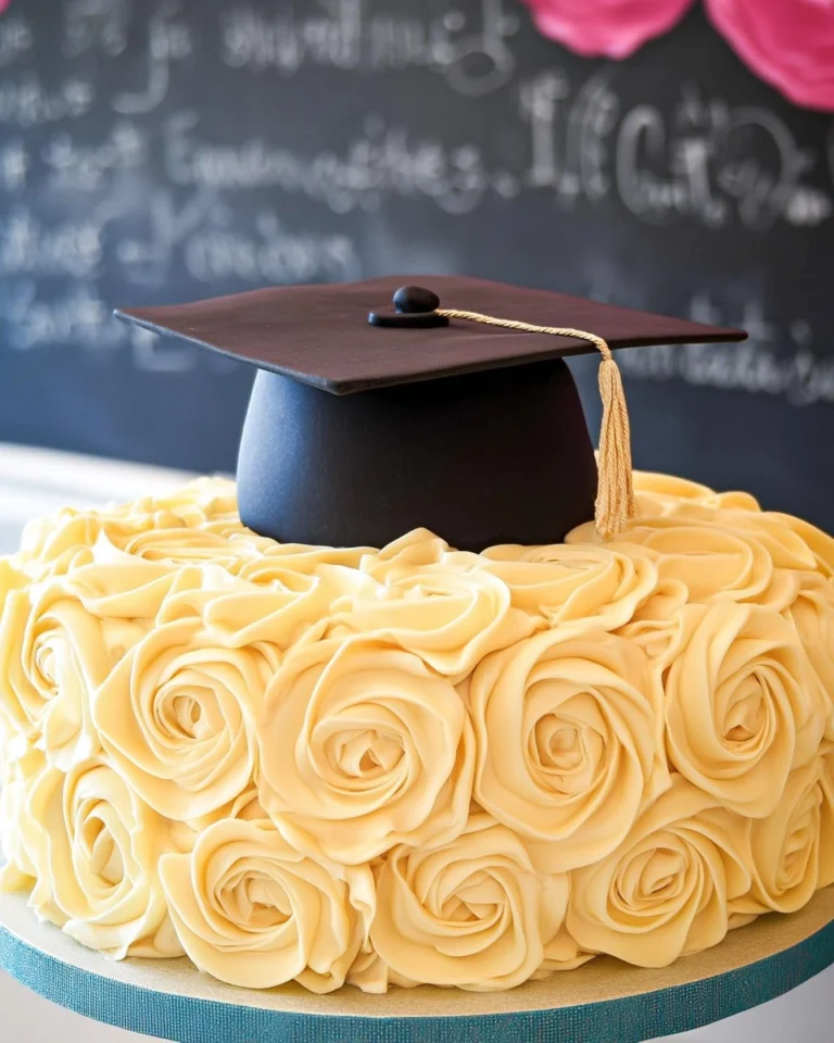 Elegant-Graduation-Cake-with-Fondant-Cap-Topper-Recipe