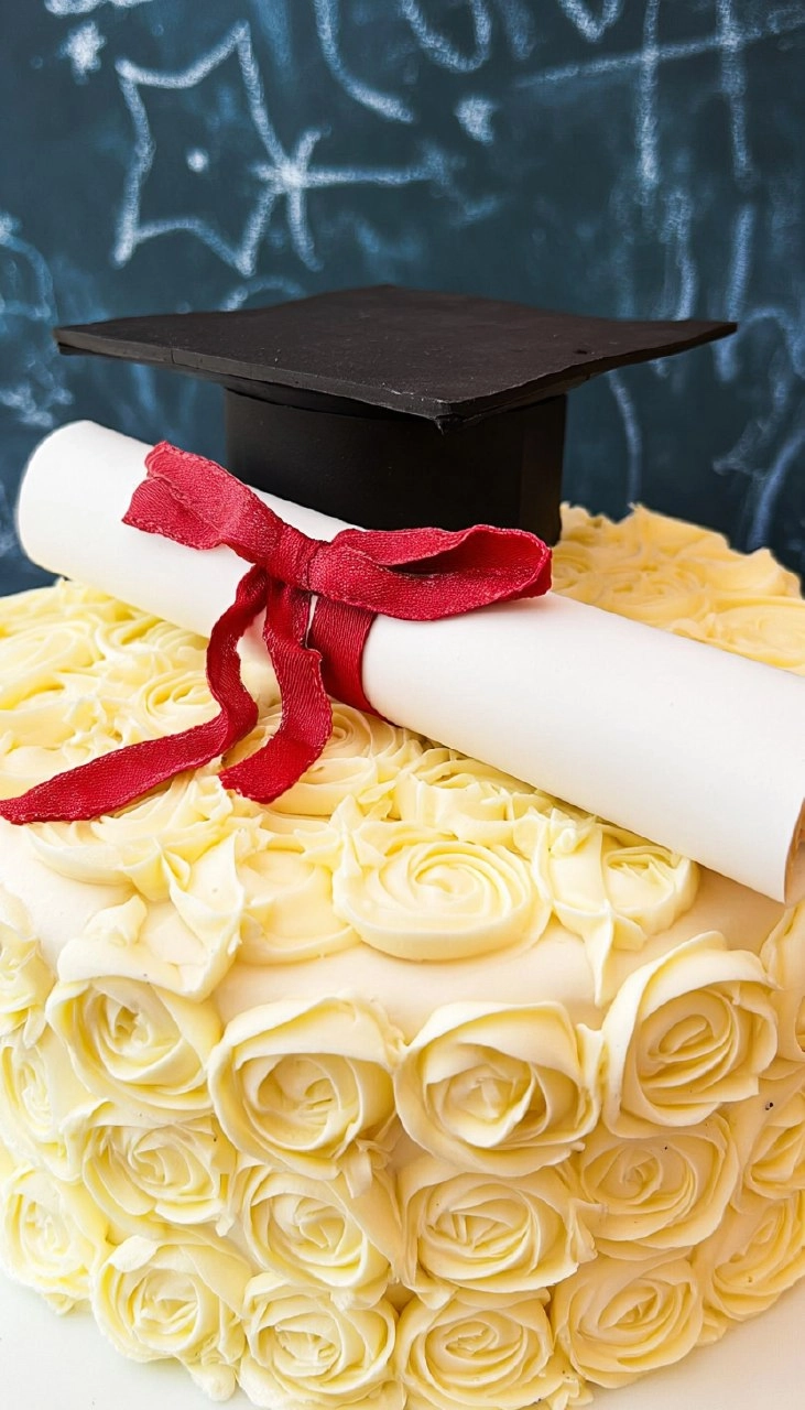 Elegant Graduation Cake with Fondant Cap Topper