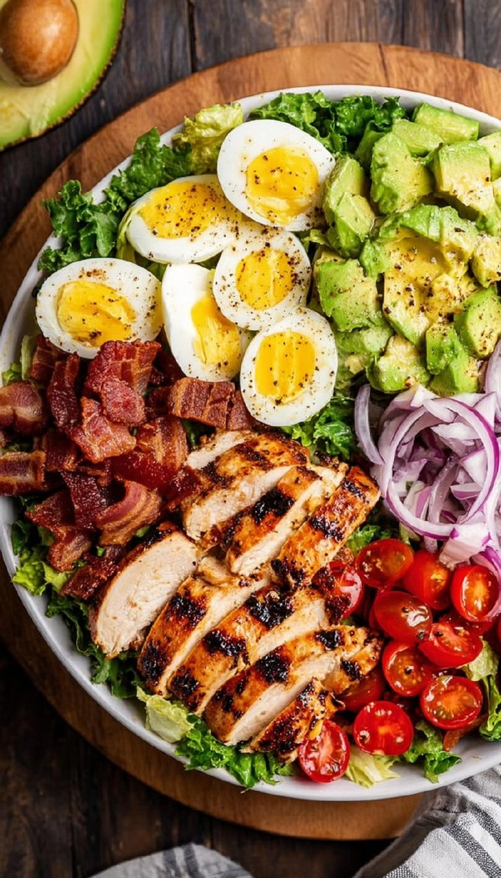 Healthy Grilled Chicken Cobb Salad with Honey Dijon Dressing
