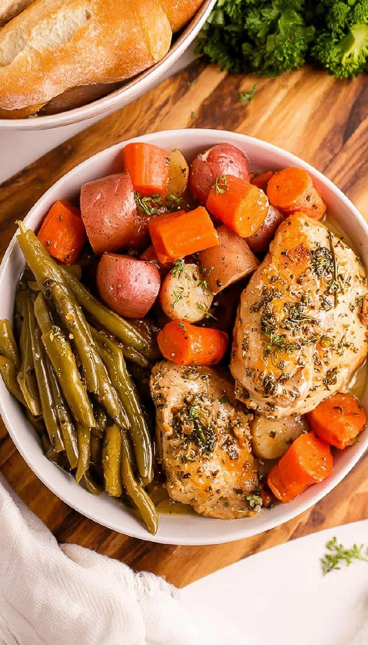 Slow Cooker Garlic Butter Chicken and Vegetables