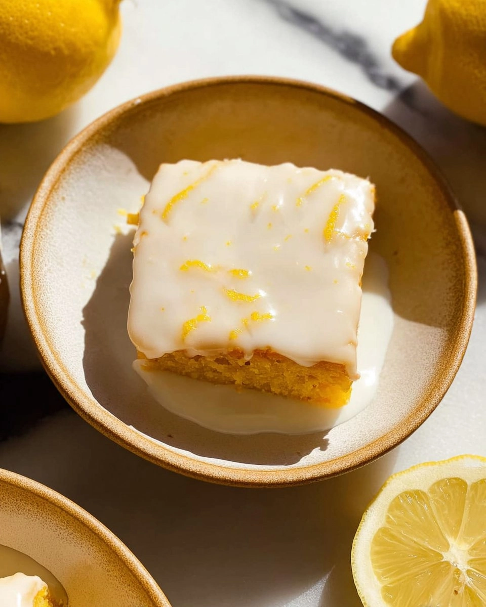 Soft and Bright Lemon Brownies with White Chocolate Glaze