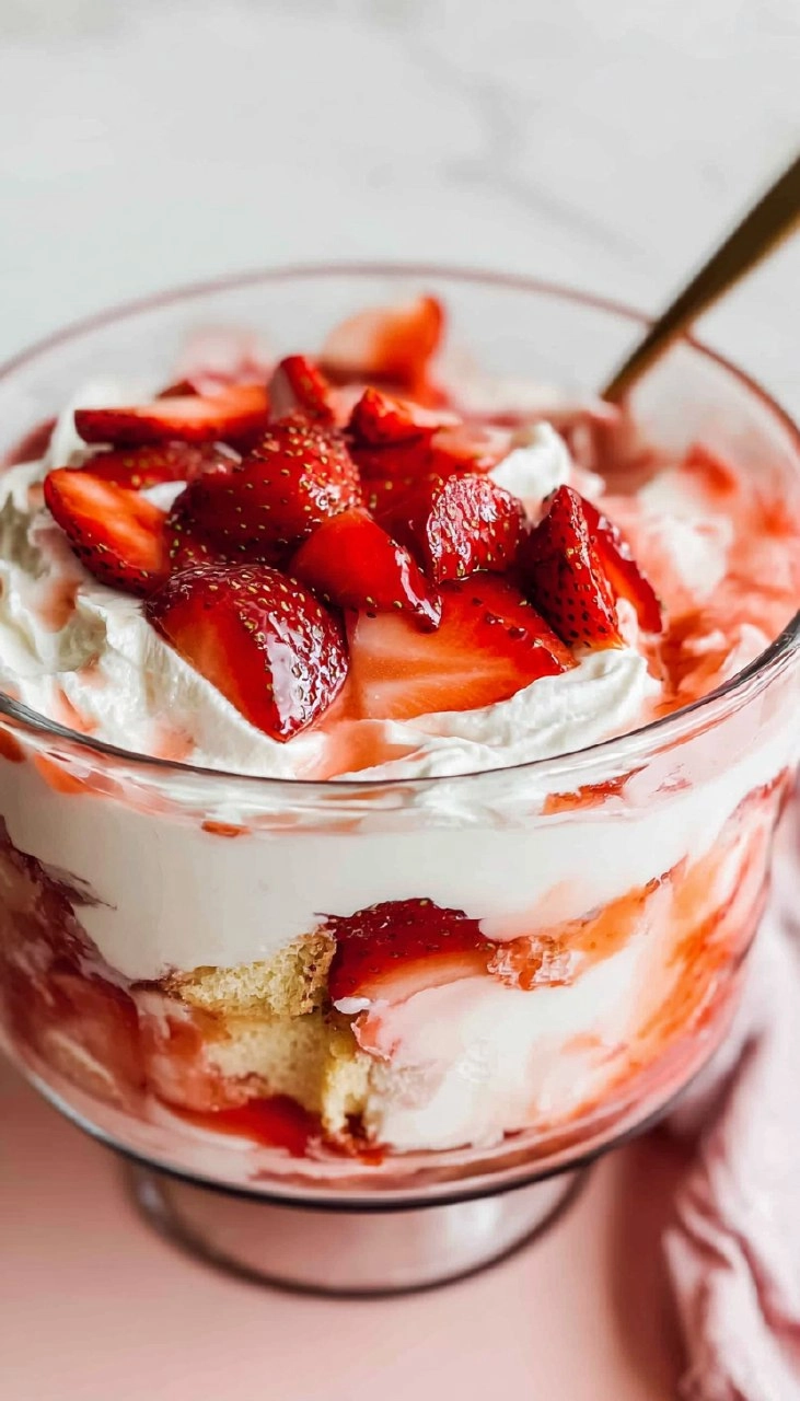 Strawberry Shortcake Trifle with Angel Food Cake