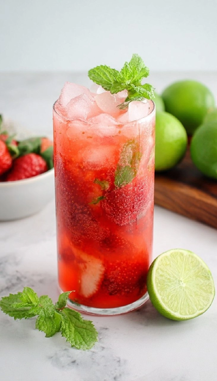 Virgin Strawberry Mojito Mocktail