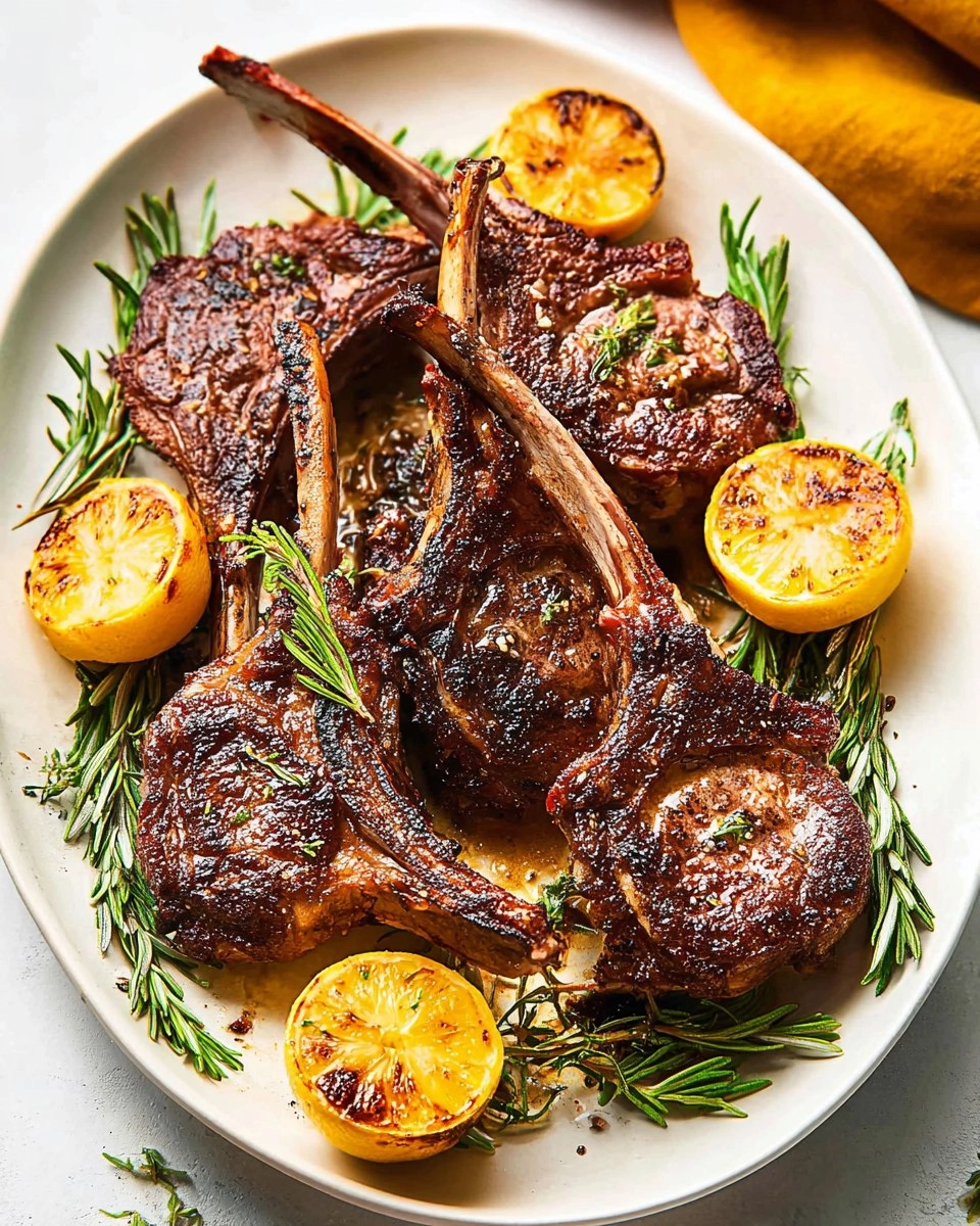 Garlic Rosemary Lamb Chops with Lemon Butter