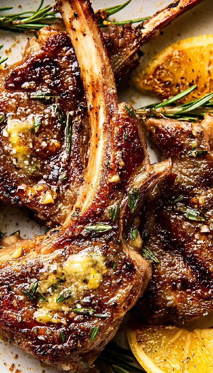 Garlic Rosemary Lamb Chops with Lemon Butter