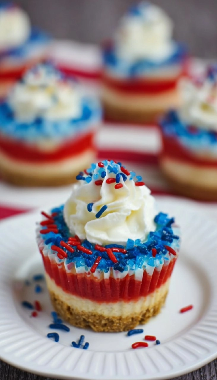 Red, White and Blue Mini Cheesecakes
