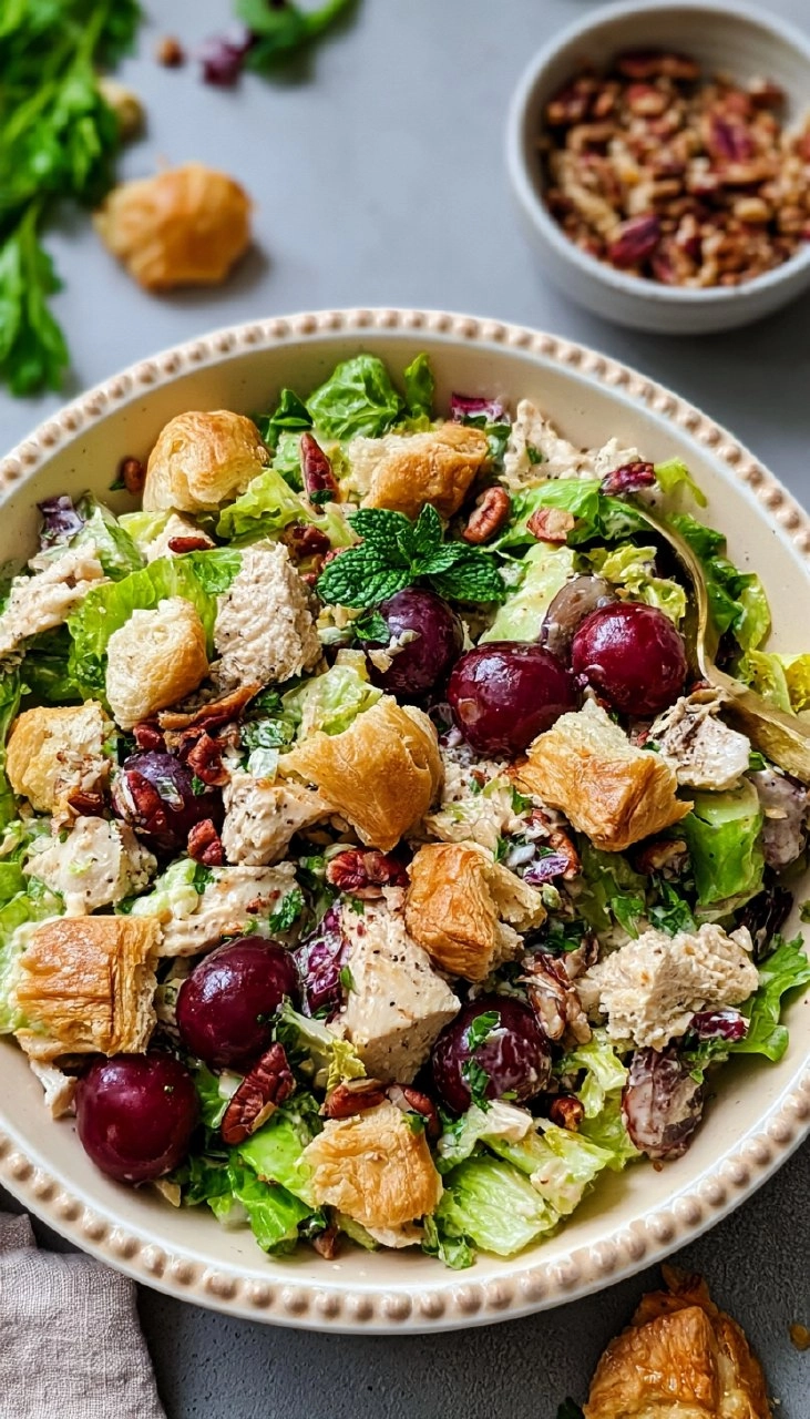 Chicken Salad with Grapes, Pecans, and Croissant Croutons 115 Chicken Salad with Grapes, Pecans, and Croissant Croutons