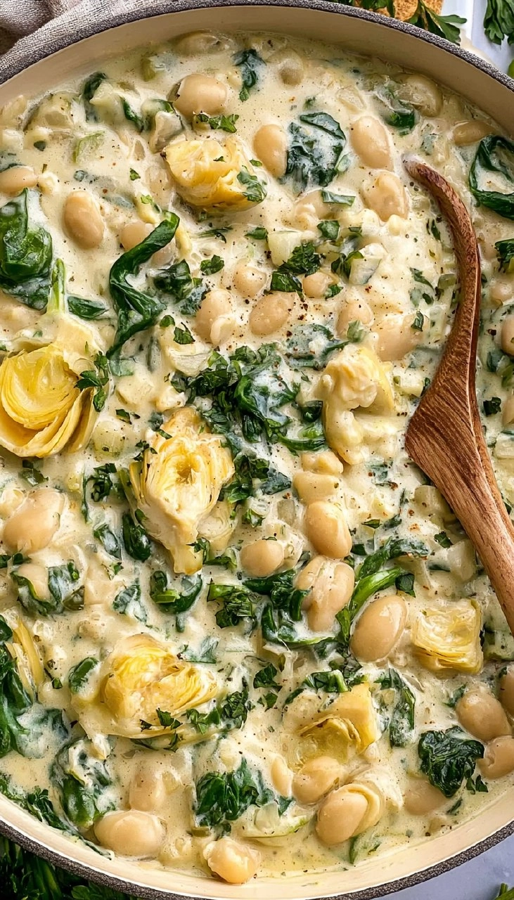 Creamy Spinach Artichoke Butter Beans