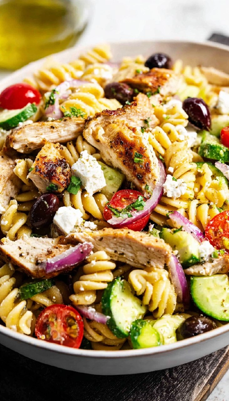 Greek Chicken Pasta Salad (Healthy, High Protein, Easy Meal Prep)
