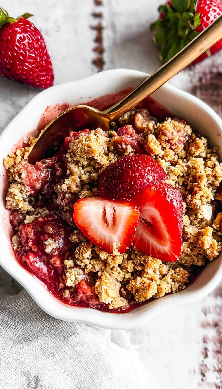 Healthy Strawberry Crisp (Gluten Free, Easy Almond Flour Crumble)