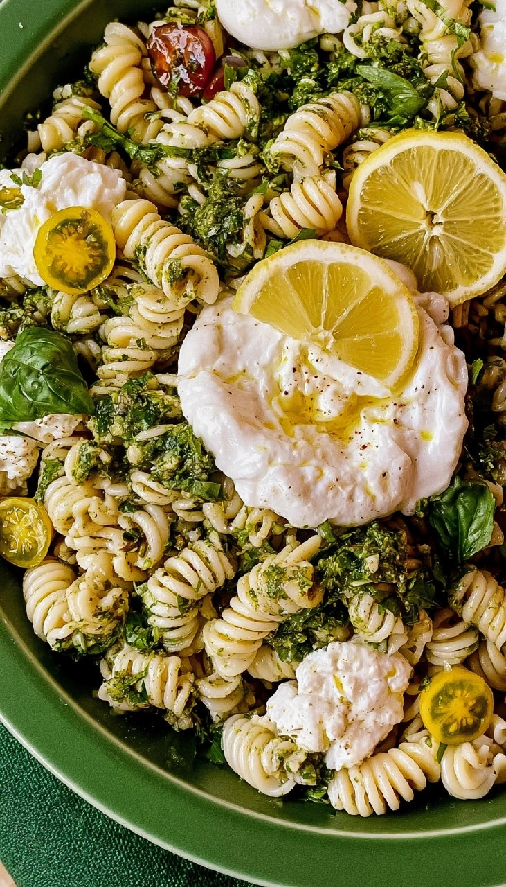 Lemon Herb Pasta Salad with Burrata 115 Lemon Herb Pasta Salad with Burrata