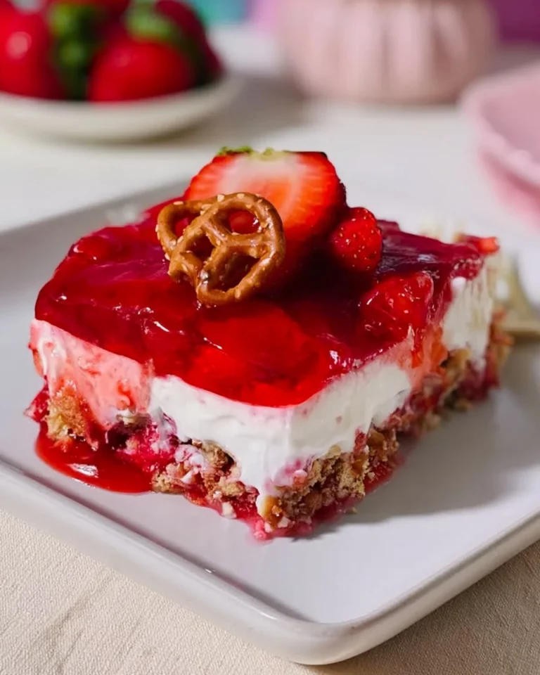 Strawberry-Pretzel-Salad-Sweet-No-Bake-Potluck-Dessert-Recipe