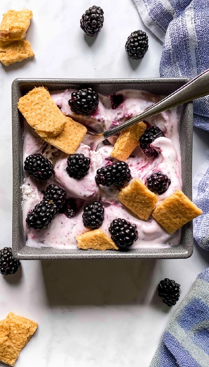 Blackberry Cheesecake Cottage Cheese Ice Cream