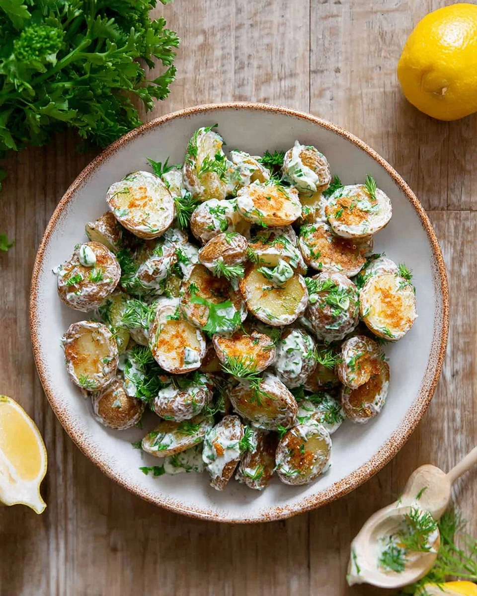 Crispy Potato Salad with Creamy Herb Yogurt Dressing