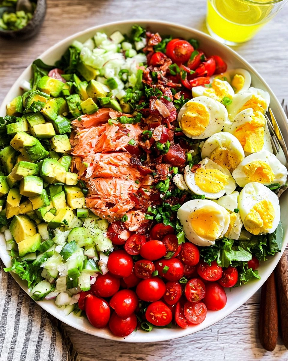 Salmon Cobb Salad with Avocado and Bacon (Whole30, Keto) 139 Salmon Cobb Salad with Avocado and Bacon (Whole30, Keto)