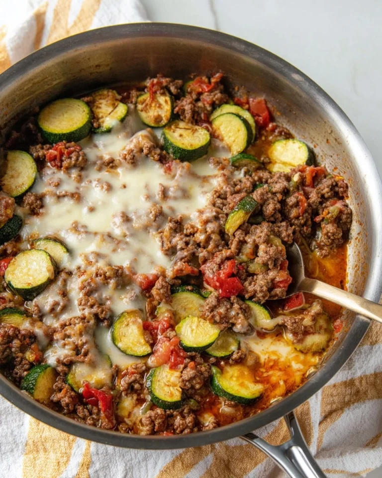 Cheesy-Ground-Beef-Zucchini-Skillet-Recipe