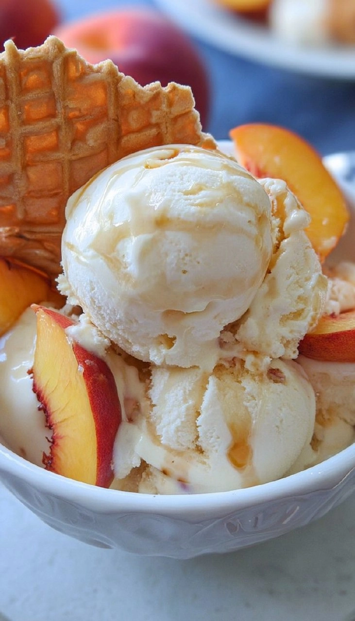 No Churn Peaches and Cream Ice Cream