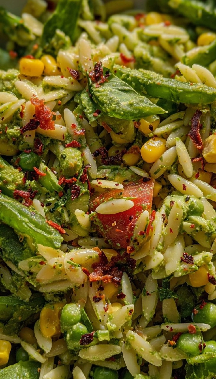 Spring Orzo Pasta Salad with Creamy Basil Vinaigrette 135 Spring Orzo Pasta Salad with Creamy Basil Vinaigrette
