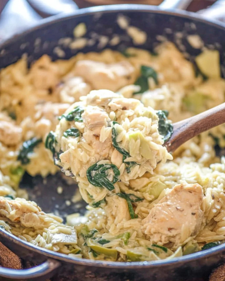 One-Pot-Spinach-Artichoke-Chicken-Orzo-Recipe
