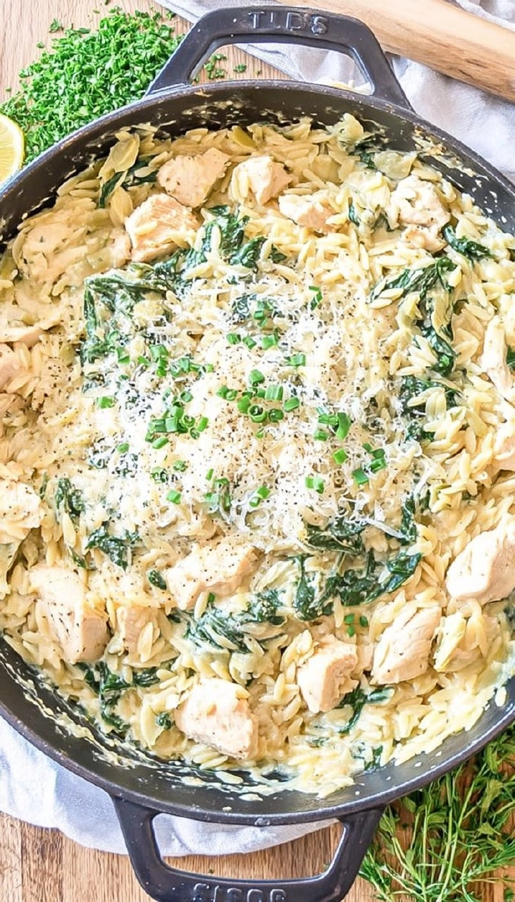 One Pot Spinach Artichoke Chicken Orzo 105 One Pot Spinach Artichoke Chicken Orzo