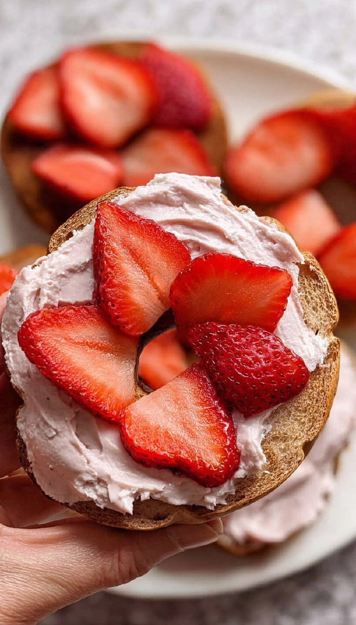 Strawberry Cottage Cheese Bagels