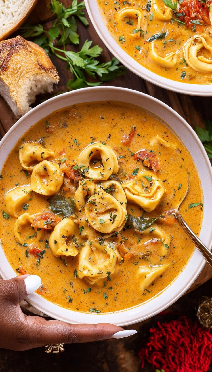 Creamy Tuscan Tortellini Soup [Easy + Comforting]